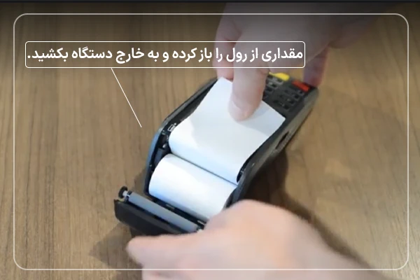 مقداری از رول را باز کرده به خارج از دسگاه بکشید